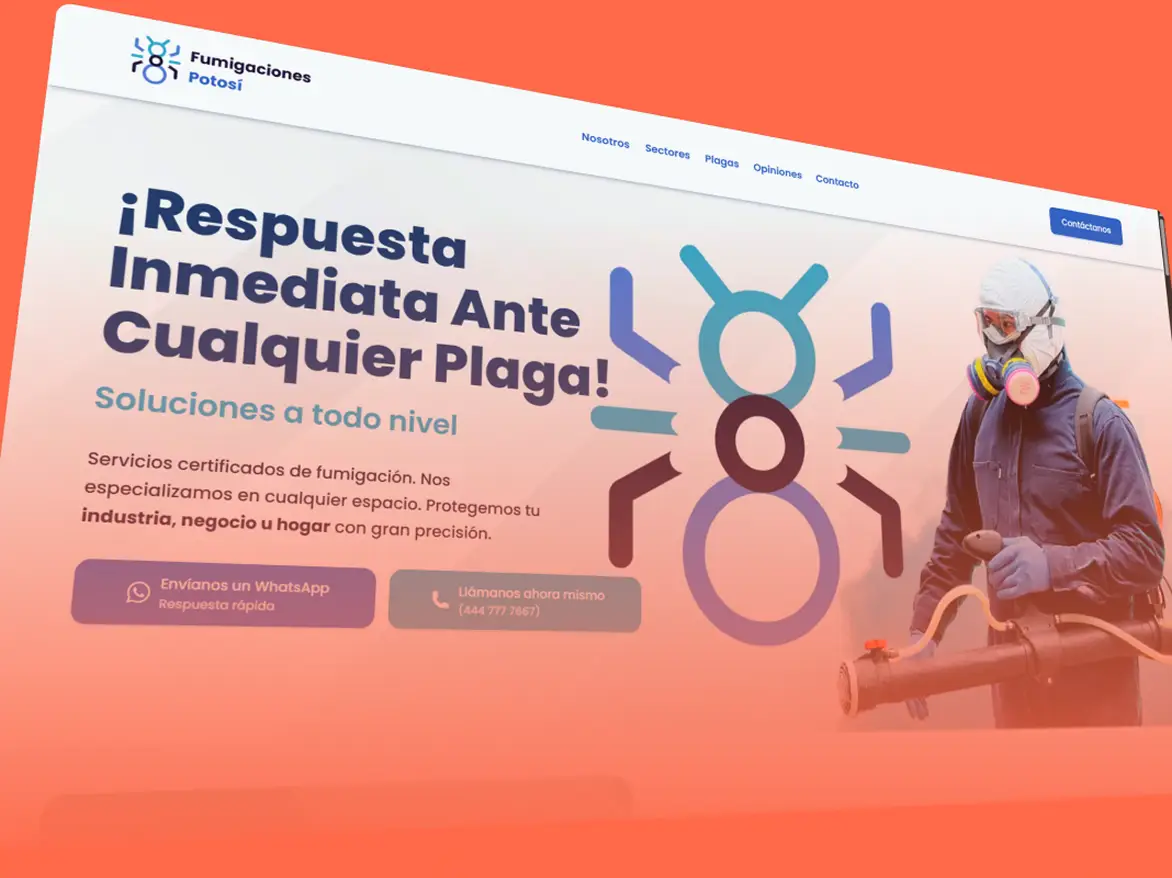 Captura del sitio web de Fumigaciones Potosí