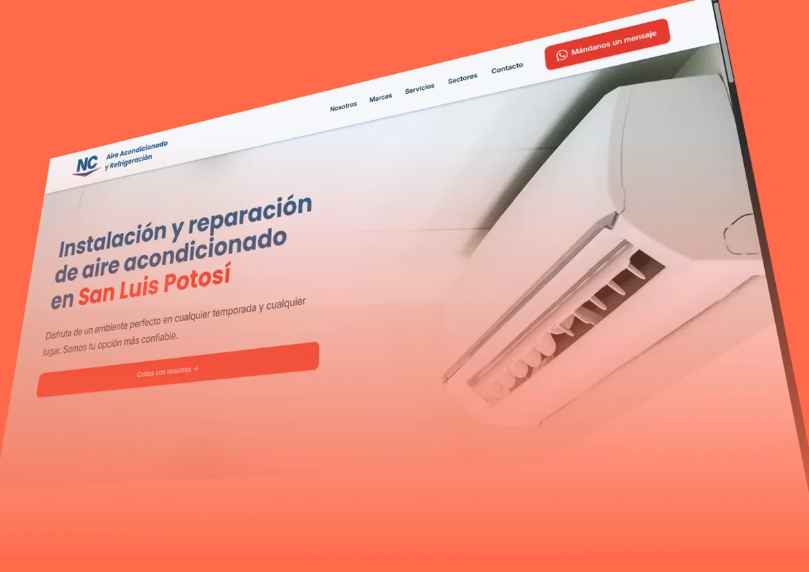 Captura del sitio web de NC Aire Acondicionado